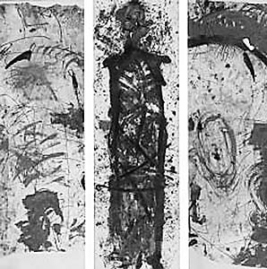 Ludwig Bäuml "Schwalbenflug, 3-teilig, Papier, Öl, Graphit, Naturmaterialien