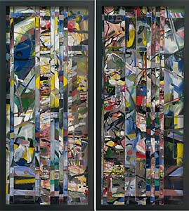 Hubert Baumann "Stabbild I und II" , Lack auf Holz, 84 x 38 cm