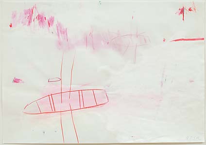 Ursula Bolck-Jopp "Schifferlversenken II", 2002, Farbstift, Ölkreide, Gouache auf Papier, 30 x 42 cm