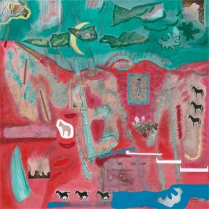Dietmar Bongard "Landschaft", 2004, Mischtechnik, 95 x 95 cm