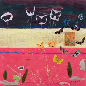Dietmar Bongard „o. T.“, 2009, Acryl, Collage, 60 x 60 cm