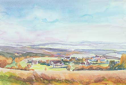 Ludwig Brunner "Opf. Landschaft bei Legendorf", 2002, Aquarell, 60 x 70 cm