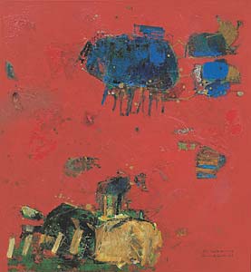 Renate Christin "on the road again", 2003, Mischtechnik,Leinwand, 127 x 117 cm