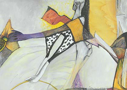 Gisela Conrad "Auf der Suche", 2002, Mischtechnik, 100 x 140 cm