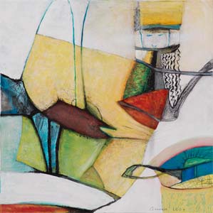 Gisela Conrad "Romanze-nachmittags", Mischtechnik, 100 x 100 cm