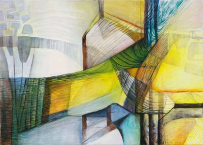 Gisela Conrad „Utopie", 2009, Mischtechnik auf Leinwand, 100 x 140 cm