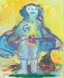Erwin Eisch "Frau mit Zeitvertreib", 2003, Acryl, Leinwand, 110 x 91 cm