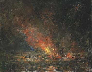 Hermann Eller "Funkenflug über Bagdad", Öl, 80 x 100 cm