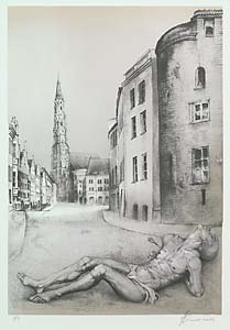 Günter Filus "St. Sebastian", 2003, 1.Zustand, Lithograhie, 52,2 x 36,2 cm