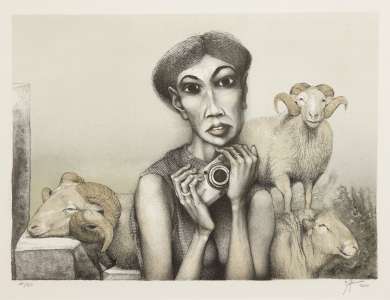 Günter Filus „Für´s Facebook“, 1.Zustand, 2011, Lithographie, 33,7 x 46,3 cm