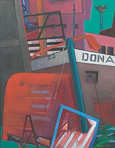 Hans J. Glas "Hafen", Öl, Leinwand, 90 x 70 cm