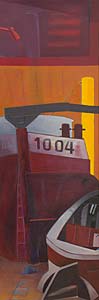 Hans J. Glas " Hafen " Öl auf Leinwand, 150 x 50 cm