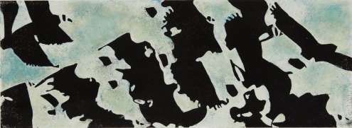 Gisela Griem „L1119 (Zugvögel)“, 2011, Linolschnitt, 29 x 80 cm