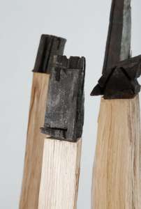 Maximilian Haller „ dunkle Gestalten”, 2011, Holz natur/verkohlt, 6-teilig,1,20/1,40 m
