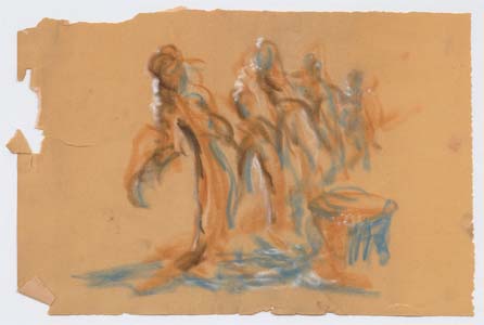 Erich Klimek "Zykl. Gruppen V", Pastell, 29 x 43 cm