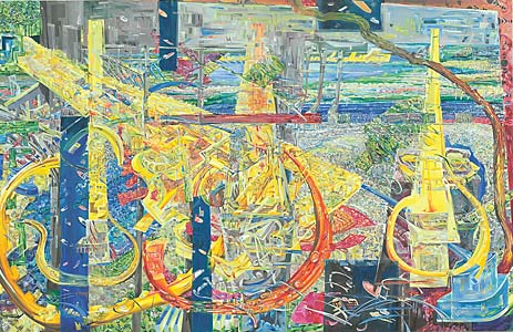 Berthold Kraus "Landschaft I", 2003, Öl, Hartfaser, 110 x 171 cm