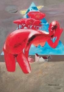 Oleg Kuzenko „Feste Sitzlage", 2010, Öl auf Leinwand, 100 x 70 cm