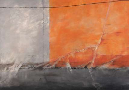 Ruthild Langhammer „rotes Segel“, 2008, Tempera, 70 x 100 cm