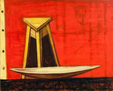 Alois Oellinger „Schale und Gestell", Öl, 120 x 150 cm