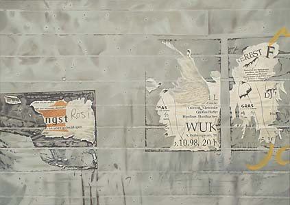 Josef Mayer " Gras auf Beton ", Öl, 100 x 140 cm
