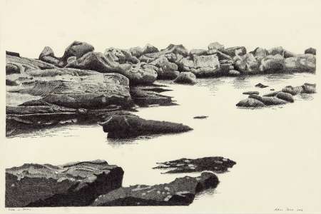 Albert Prechtl „Küste in Italien“, 2008, Filzstift-Zeichnung, 50 x 70 cm