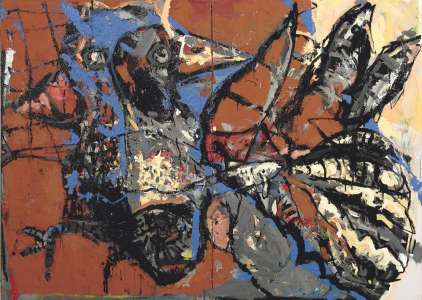 Leo Schötz „Flügge", 2011, Acryl auf Leinen, 100 x 140 cm