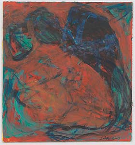 Leo Schötz "Spur I/blau", 2003, Acryl, Pappe, 45 x 35 cm