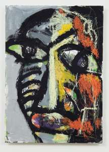 Leo Schötz „Gesicht II“ 2009, Acryl, Kreide, Graphit, 50 x 40 cm