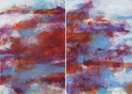 Maria Seidenschwann „o.T.", 2-teilig, 2012, Mischtechnik, je 100 x 70 cm