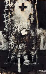 Ingrid Stang „Gespinst“, Tusche, Kreide, 80 x 60 cm