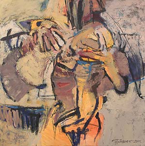 Georg Tassev " Abseits ", 2001, Öl auf Leinwand, 90 x 90 cm