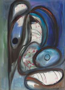 Johann Baptist Wölfl „Komposition blau-grün-weiß", Aquarell, 92 x 71 cm