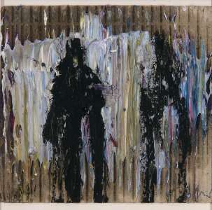 Wolfgang Wroblewski „Als ich ein junges Mädchen war, wollt ich sein wie Kathe Moss“, Öl auf Leinwand, 12 x 12 cm